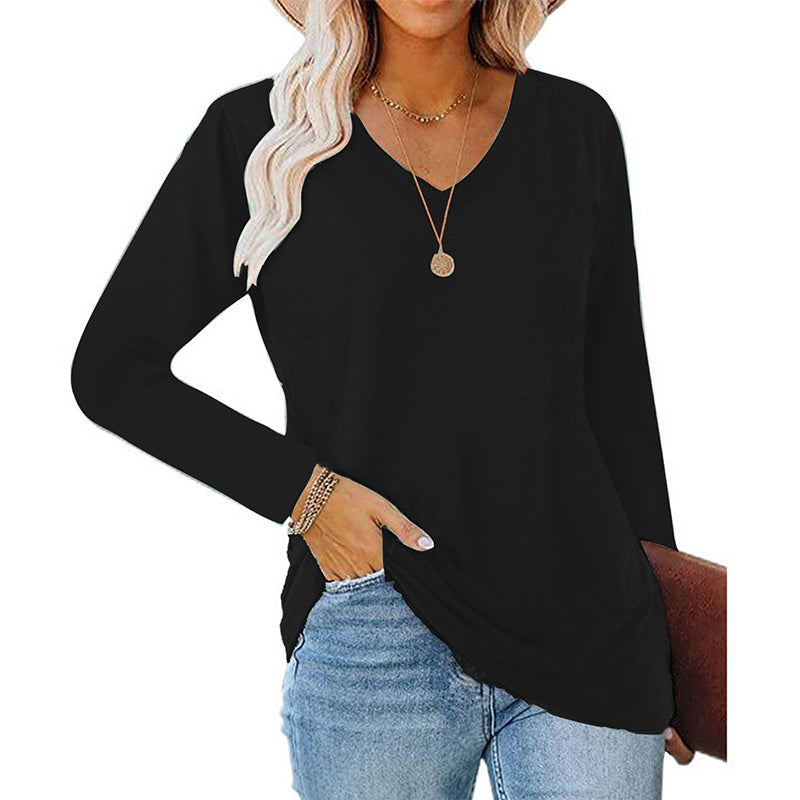 Women's Casual V-Neck Long Sleeve Top