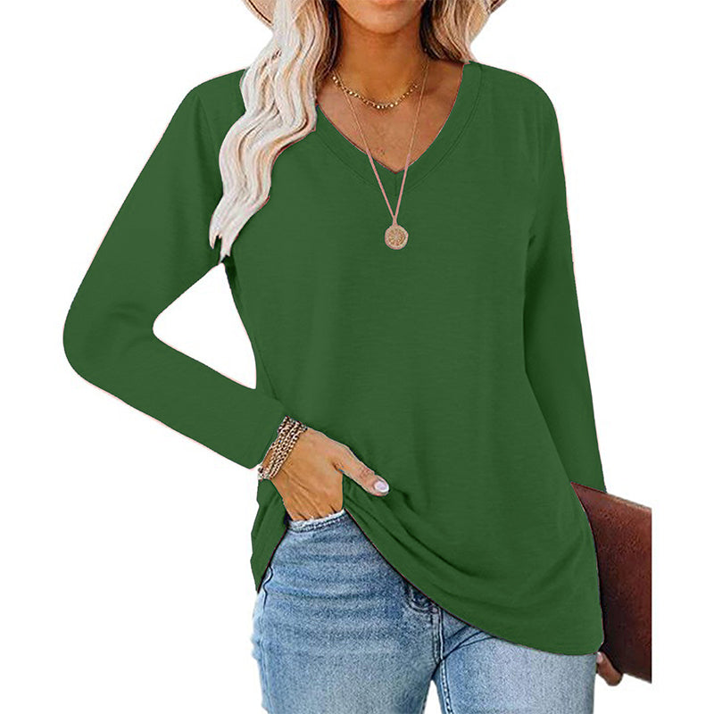 Women's Casual V-Neck Long Sleeve Top