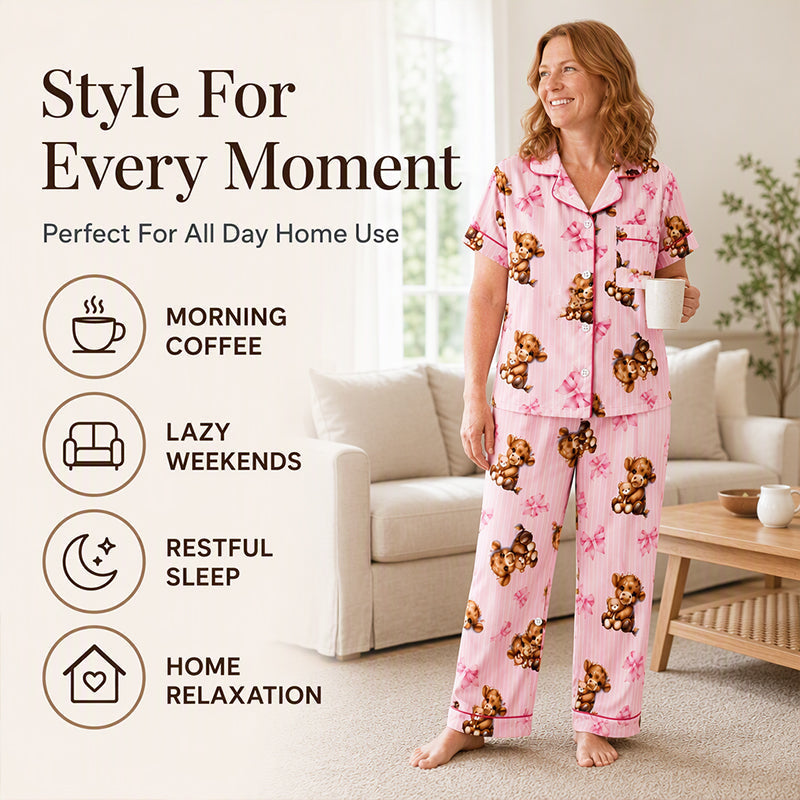 Women's Highland Cow Print 3-Piece Pajama Set