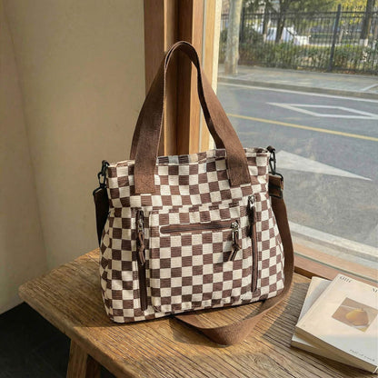 Casual Large Capacity Checkerboard Tote Bag
