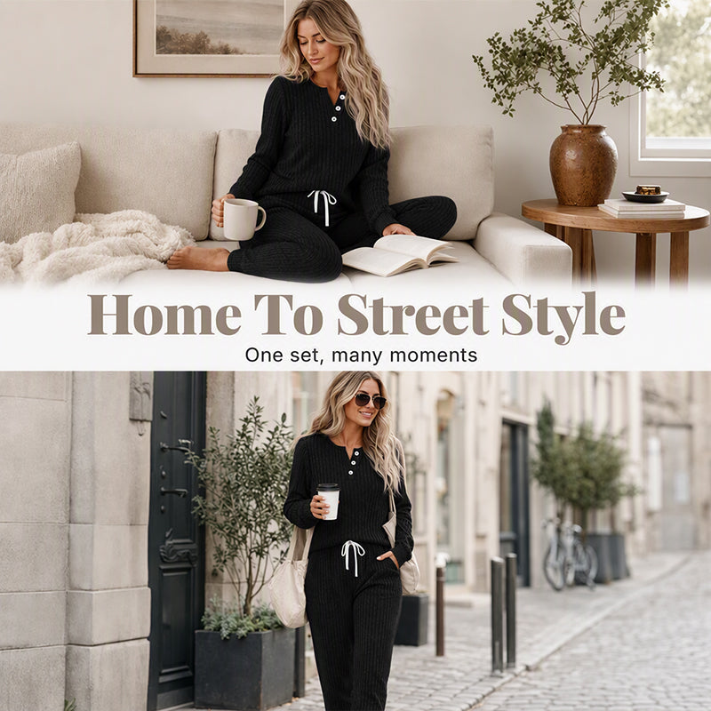 Women's Top & Drawstring Pants 2-Piece Set