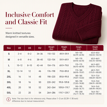 Women's V-Neck Cable Knit Sweater Long Sleeve Soft Warm Knitted Pullover