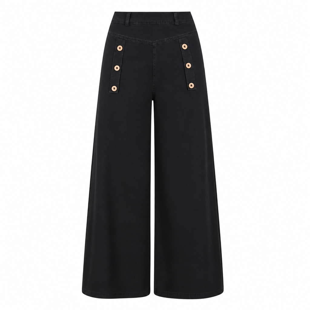 ⏰  💖Black Friday Mega Deal – 50% off!💖!✨High Waisted Wide Leg Stretch Denim Jeans with Decorative Buttons