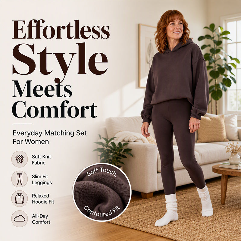 Women's Casual Cozy Hoodie and Leggings Set