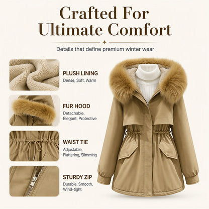 Women's Mid-Length Plush-Lined Parka Jacket