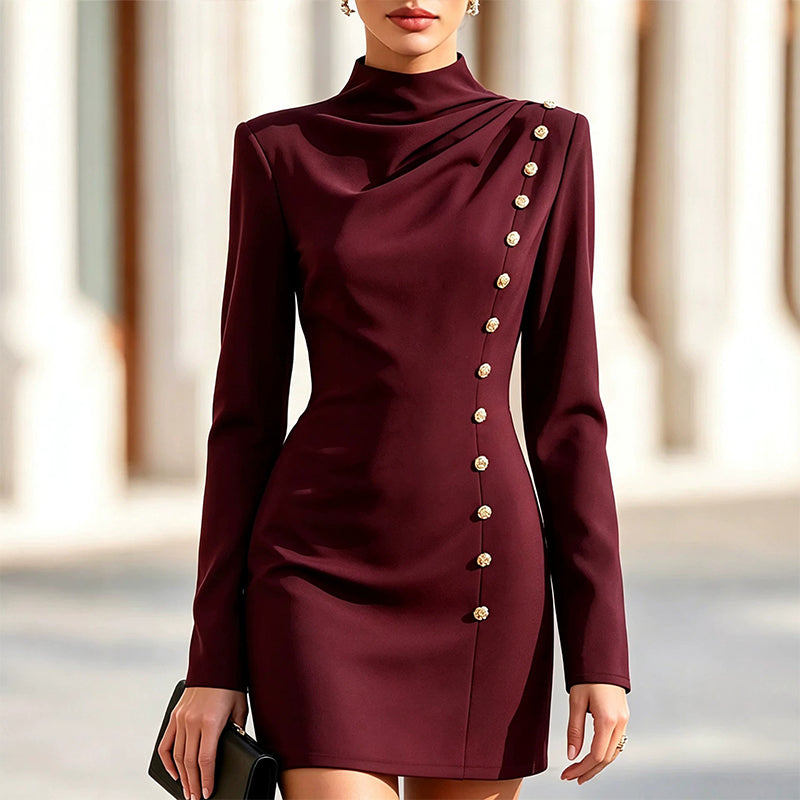 Women's Mock Neck Draped Mini Dress🌸