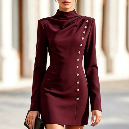 Women's Mock Neck Draped Mini Dress🌸