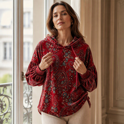 Women's Paisley Print Drawstring Hoodie