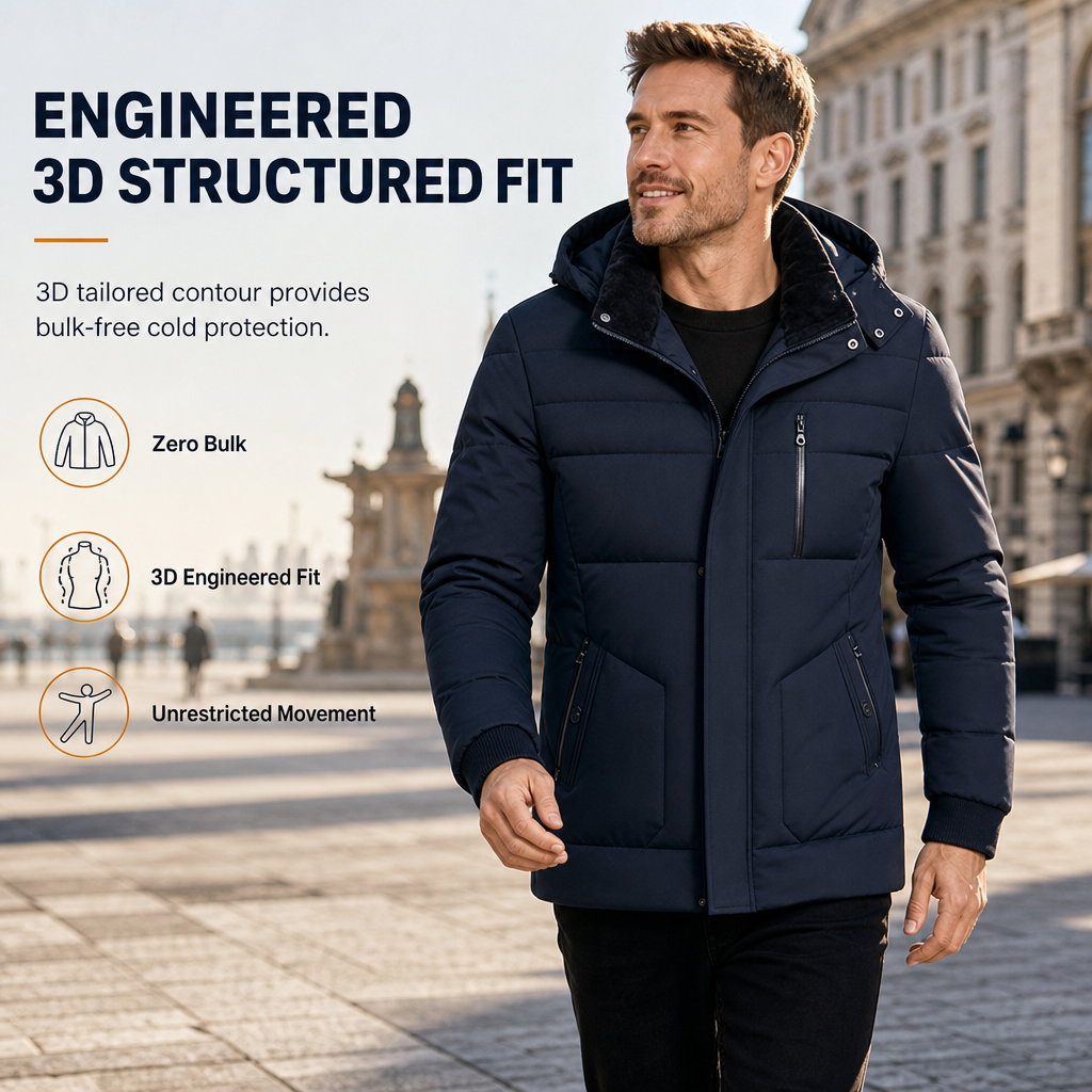 Men's Winter Fleece Lined Coat with Detachable Hood
