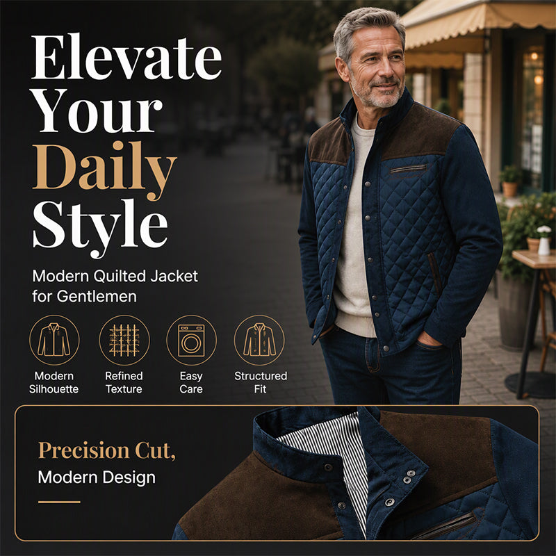 Men's Casual Stand Collar Warm Quilted Jacket