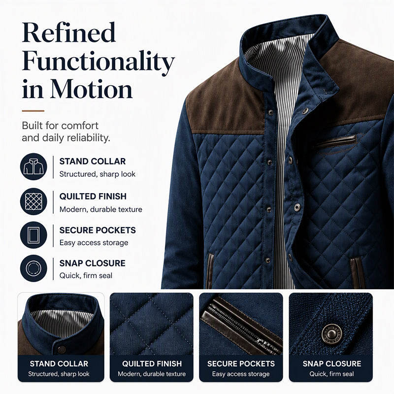Men's Casual Stand Collar Warm Quilted Jacket