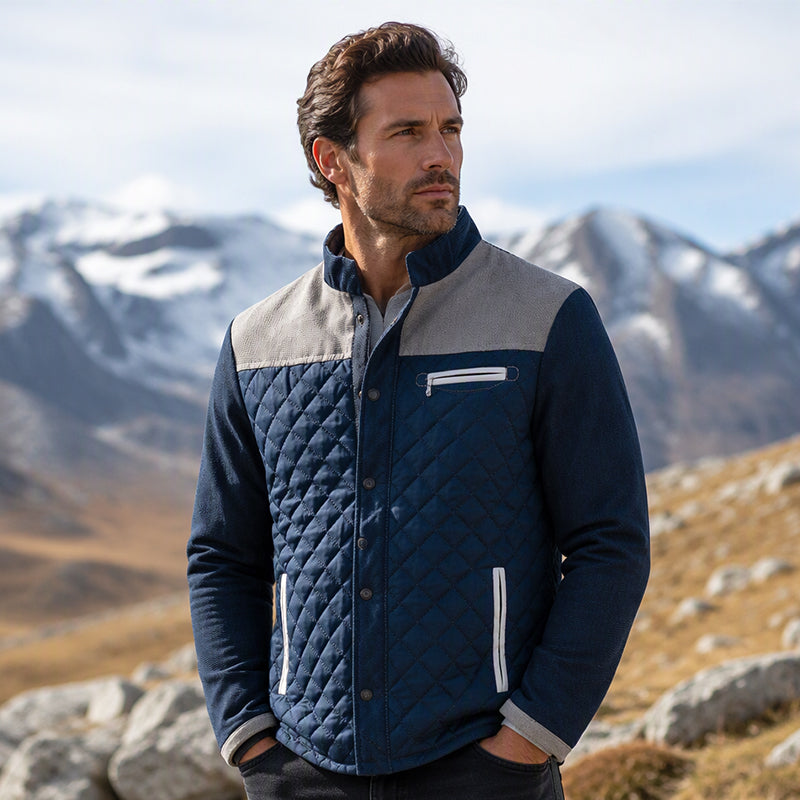 Men's Casual Stand Collar Warm Quilted Jacket