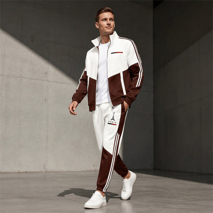 Men's Colorblock Zip-Up Jacket & Drawstring Pants Set