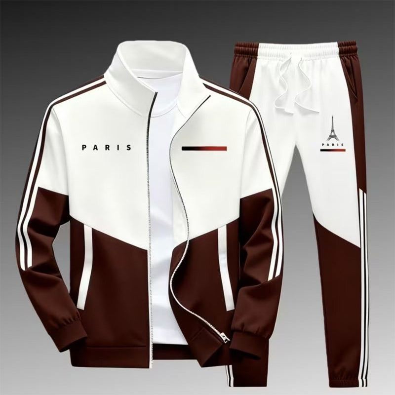 Men's Colorblock Zip-Up Jacket & Drawstring Pants Set