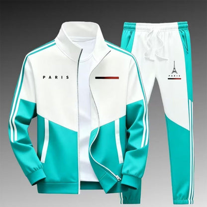 Men's Colorblock Zip-Up Jacket & Drawstring Pants Set