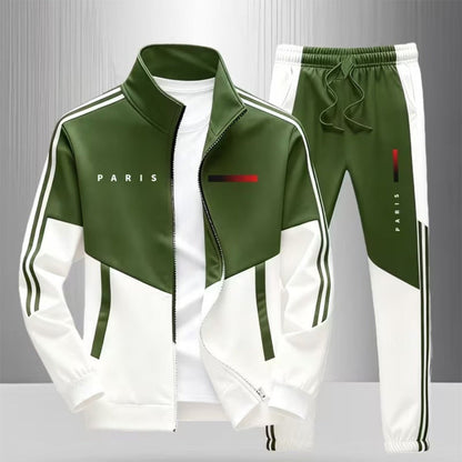 Men's Colorblock Zip-Up Jacket & Drawstring Pants Set