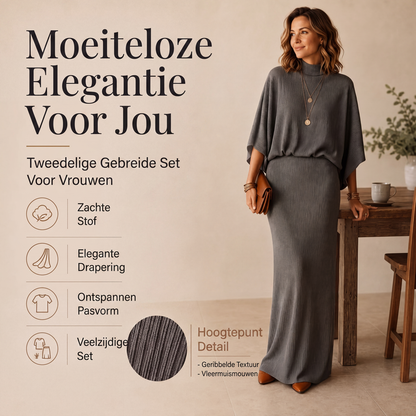 ✨Nieuw Binnen👗 Dames Set met Vleermuismouwen Top & Lange Maxi Rok 🧶 Elegante 2-delige Outfit voor Alledaags en Feest