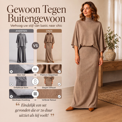 ✨Nieuw Binnen👗 Dames Set met Vleermuismouwen Top & Lange Maxi Rok 🧶 Elegante 2-delige Outfit voor Alledaags en Feest