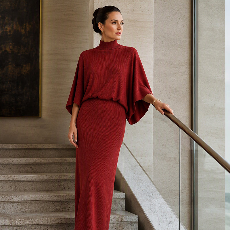 ✨Nieuw Binnen👗 Dames Set met Vleermuismouwen Top & Lange Maxi Rok 🧶 Elegante 2-delige Outfit voor Alledaags en Feest