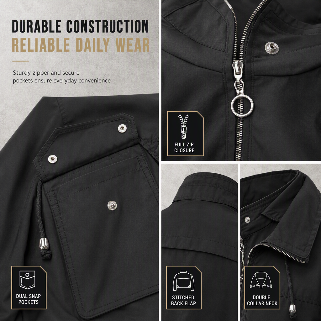 Women's Solid Color Short Zip Up Windbreaker Fall Coat