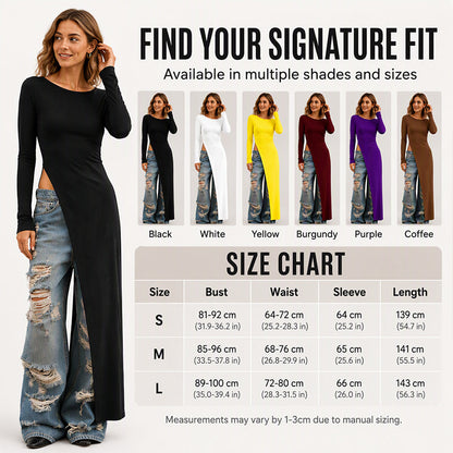 Women's Chic High Slit Asymmetric Longline Top