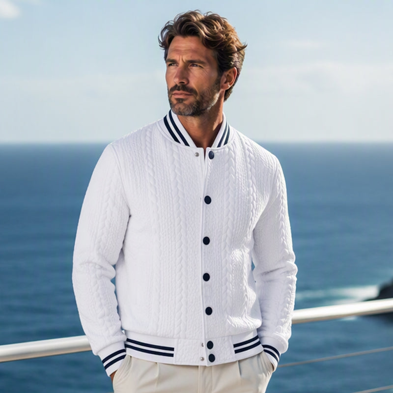 Men's Casual Jacquard Baseball Jacket