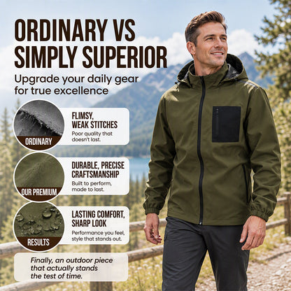 Men's Outdoor Windbreaker Jacket with Detachable Hood