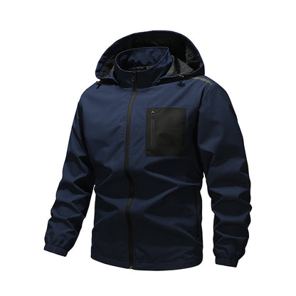 Men's Outdoor Windbreaker Jacket with Detachable Hood