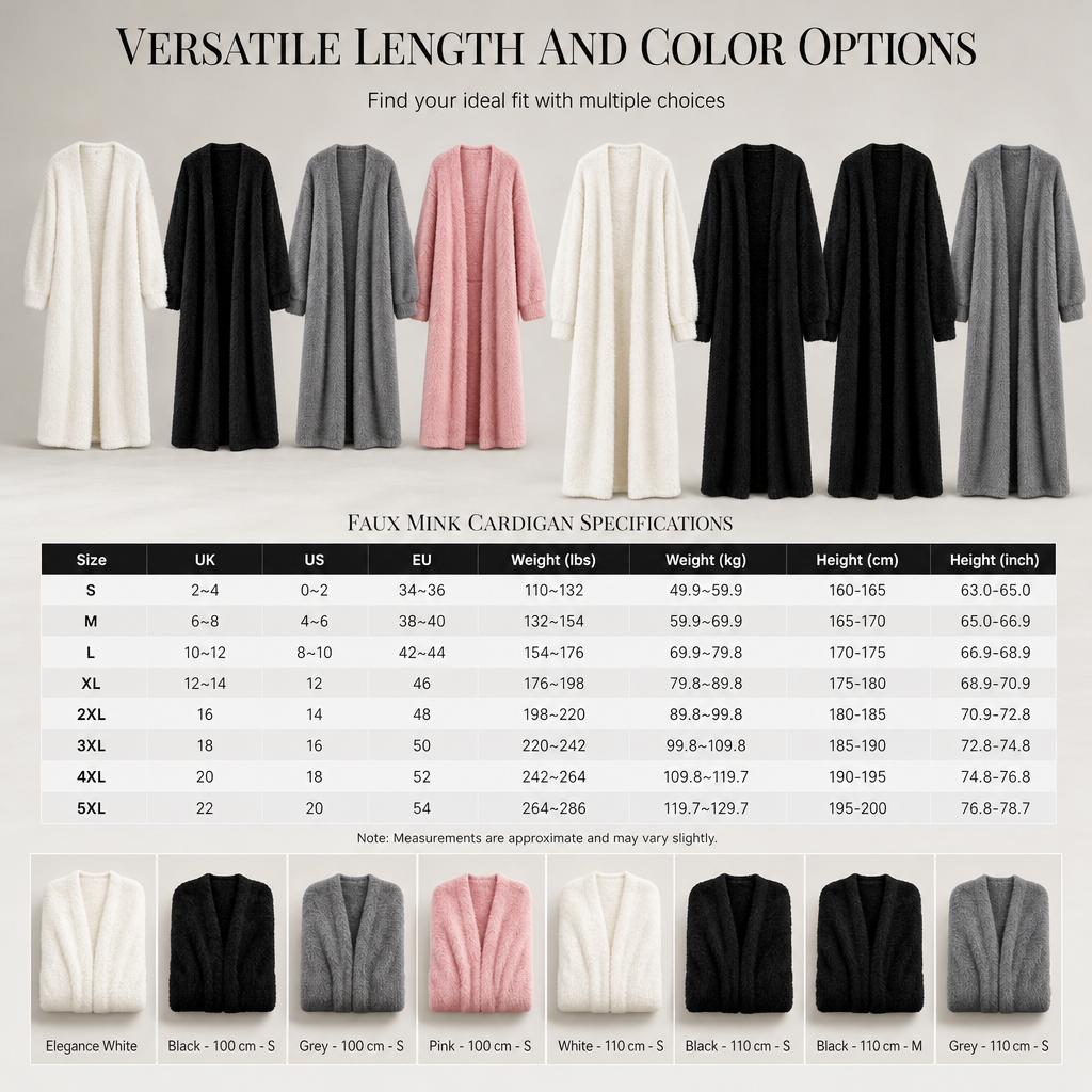 Women's Faux Mink Fleece Long Cardigan Sweater Fluffy Oversized Knit Coat for Autumn and Winter