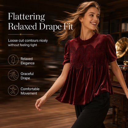 Women's Solid Short Sleeve Top with Ruffle Collar