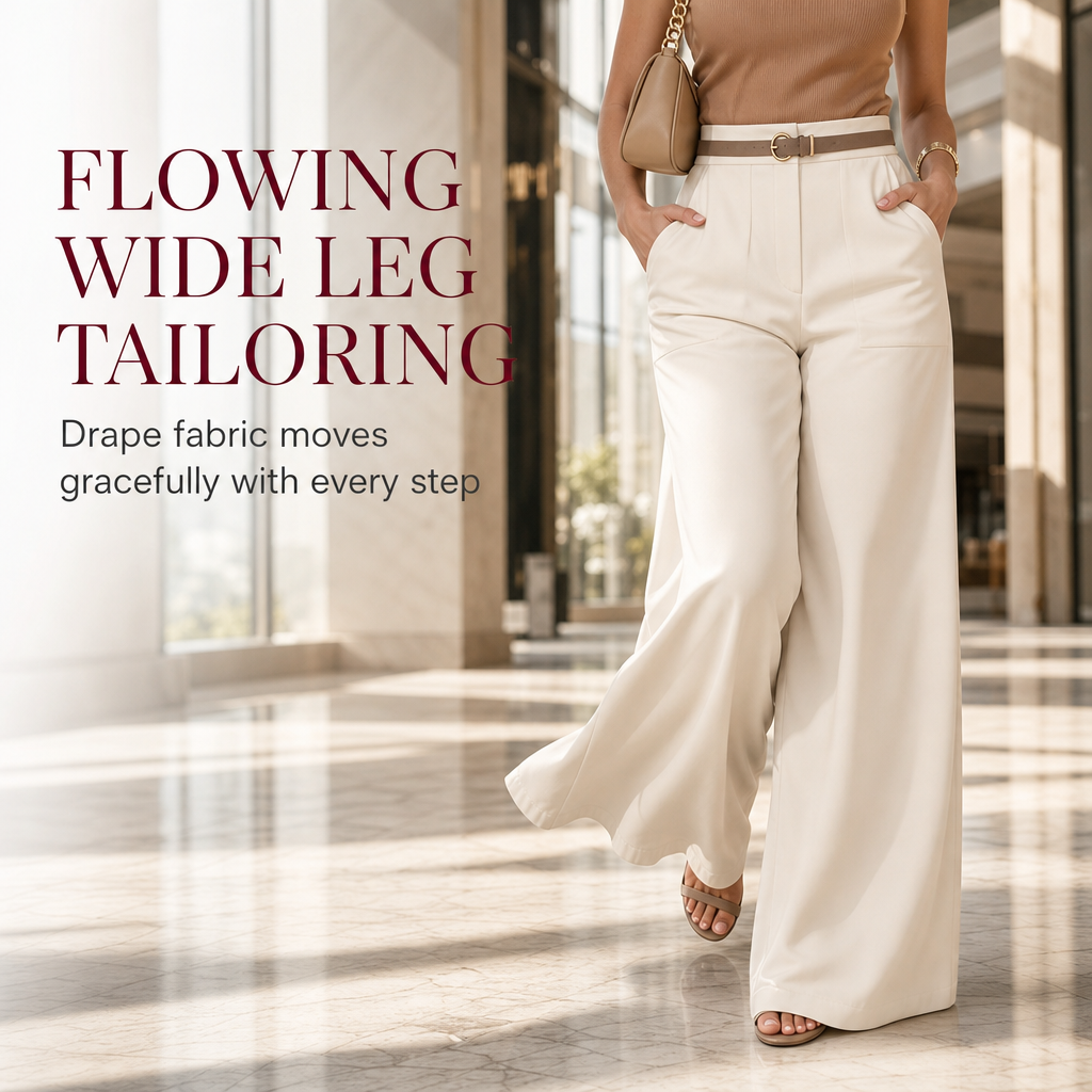 Women's Casual Wide Leg Suit Pants Autumn Winter Long Trousers