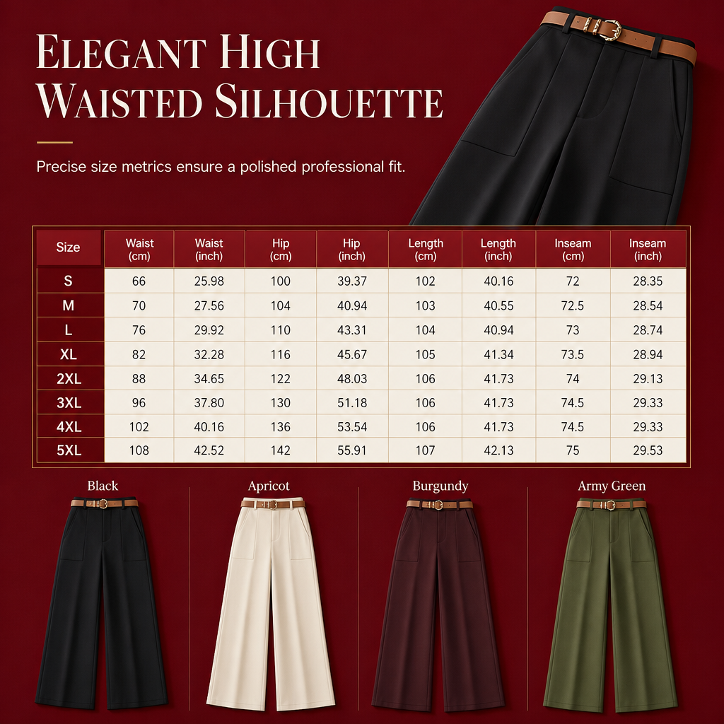 Women's Casual Wide Leg Suit Pants Autumn Winter Long Trousers