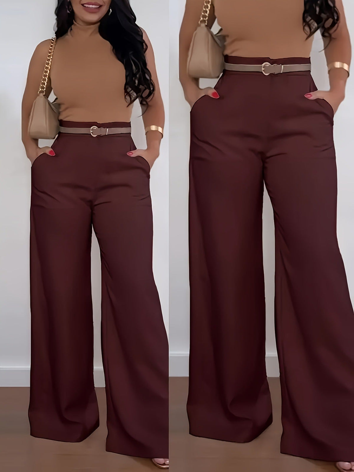 Women's Casual Wide Leg Suit Pants Autumn Winter Long Trousers