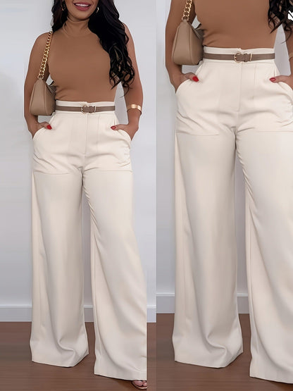 Women's Casual Wide Leg Suit Pants Autumn Winter Long Trousers