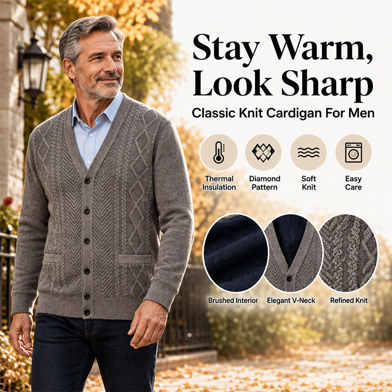 Men's Classic Thermal Cardigan Sweater
