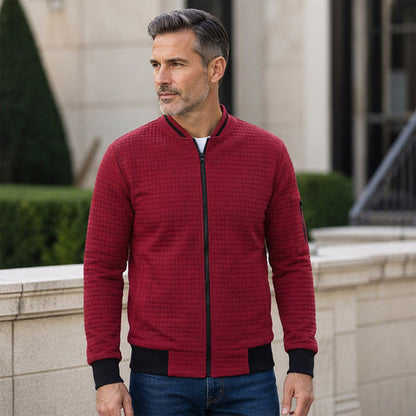 Men's Casual Waffle Grid Bomber Jacket