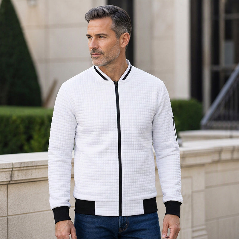 Men's Casual Waffle Grid Bomber Jacket