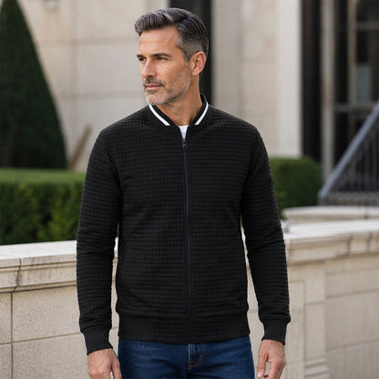 Men's Casual Waffle Grid Bomber Jacket