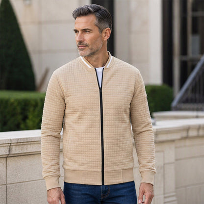 Men's Casual Waffle Grid Bomber Jacket