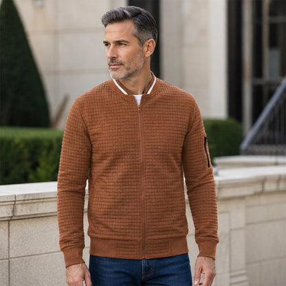 Men's Casual Waffle Grid Bomber Jacket