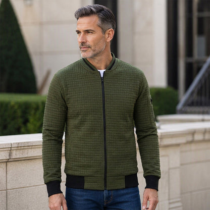 Men's Casual Waffle Grid Bomber Jacket