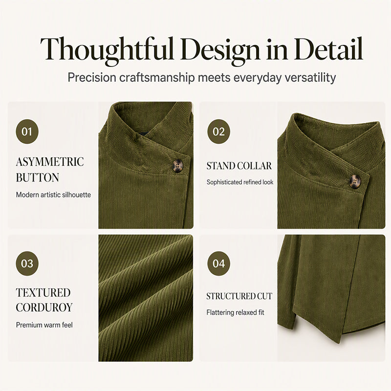 Women's Casual Corduroy Asymmetric Jacket