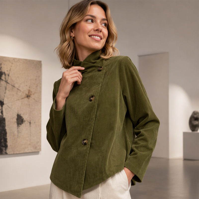 Women's Casual Corduroy Asymmetric Jacket