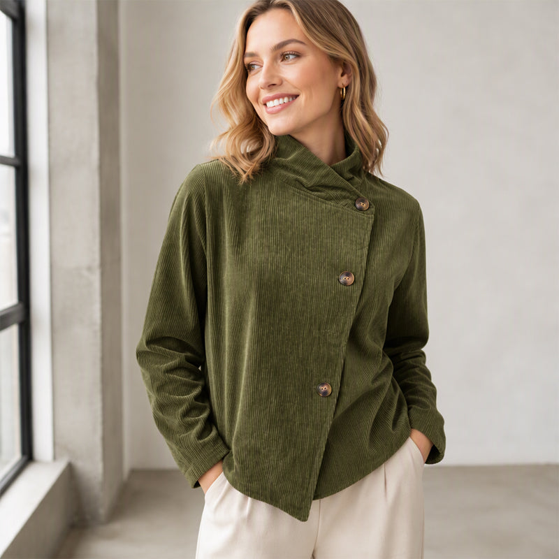 Women's Casual Corduroy Asymmetric Jacket