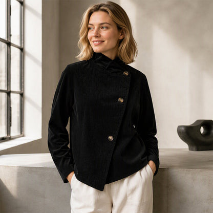 Women's Casual Corduroy Asymmetric Jacket