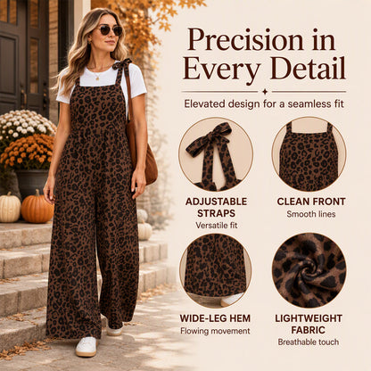 Women's Leopard Print Wide-Leg Jumpsuit