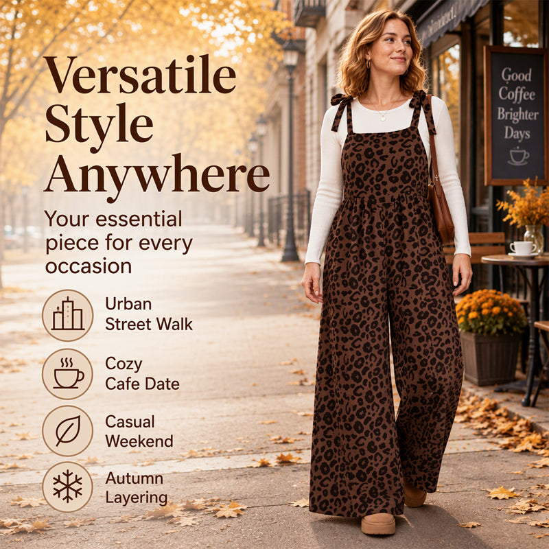 Women's Leopard Print Wide-Leg Jumpsuit