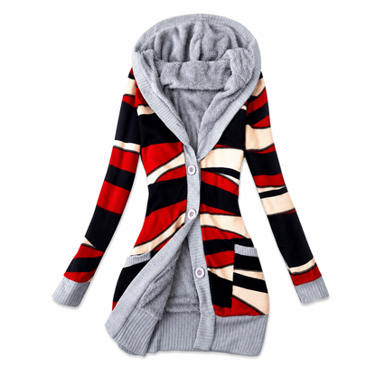Women's Mid-Length Hooded Knit with Cotton Lining