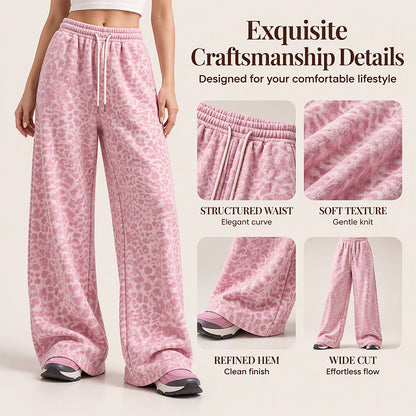 Women's Casual Leopard Print Wide Leg Sweatpants