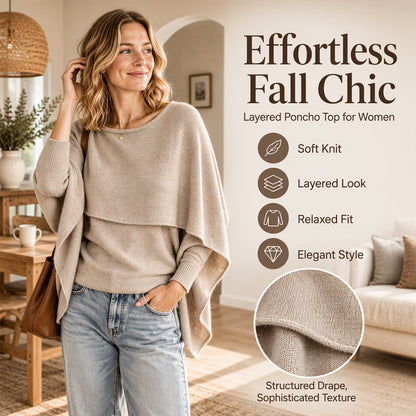 Women's Chic Mock 2-Piece Draped Shawl Top